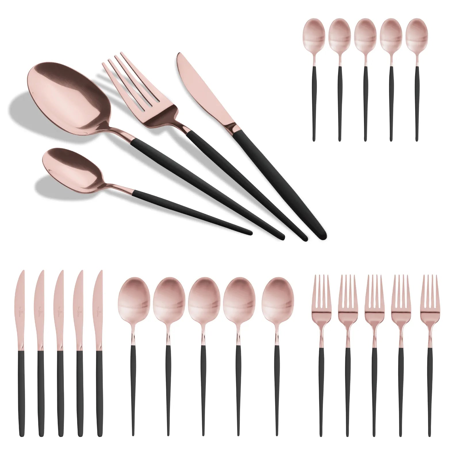 Berlinger Haus 24 részes fekete–rose gold evőeszközkészlet – Black Rose Collection