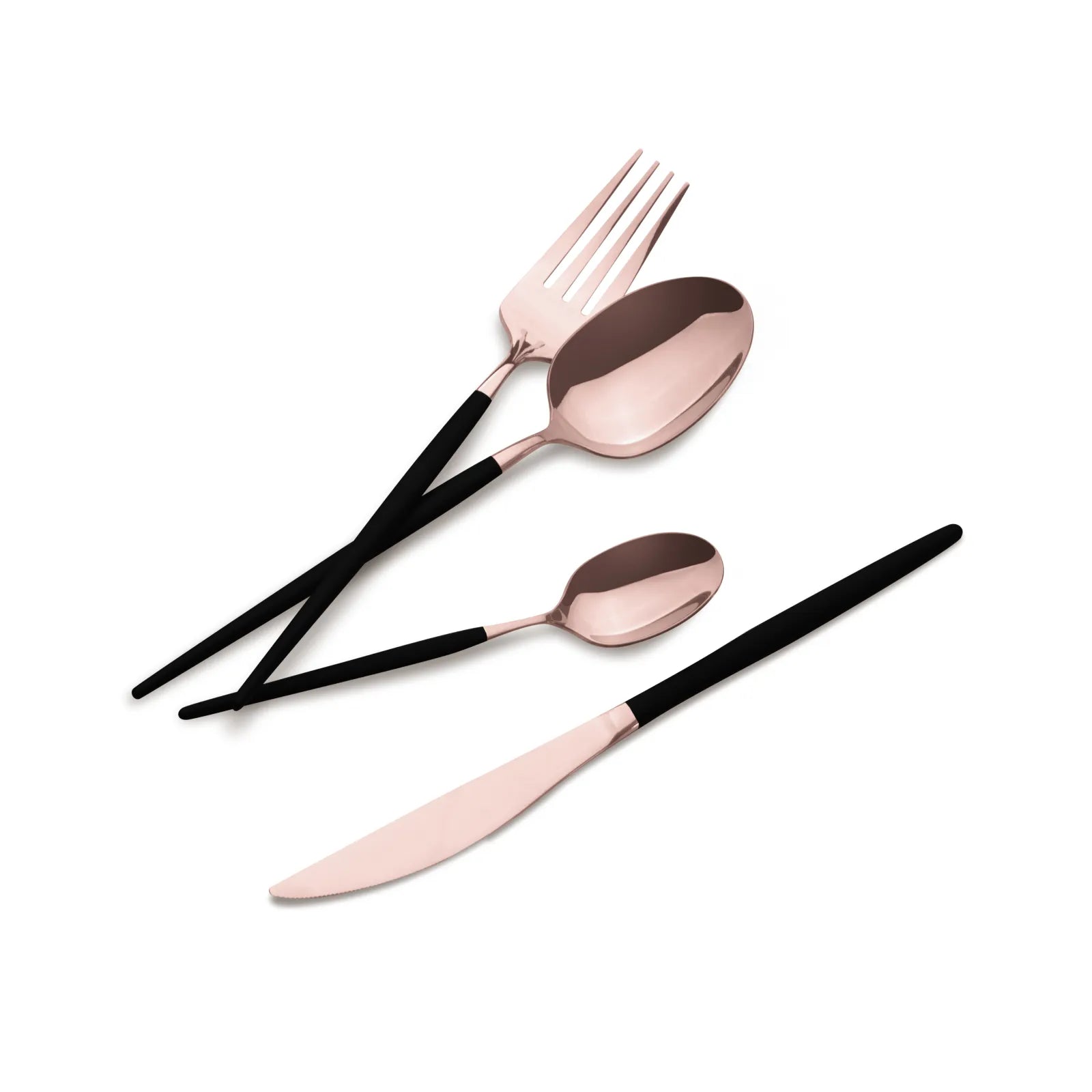 Berlinger Haus 24 részes fekete–rose gold evőeszközkészlet – Black Rose Collection