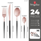 Berlinger Haus 24 részes fekete–rose gold evőeszközkészlet – Black Rose Collection