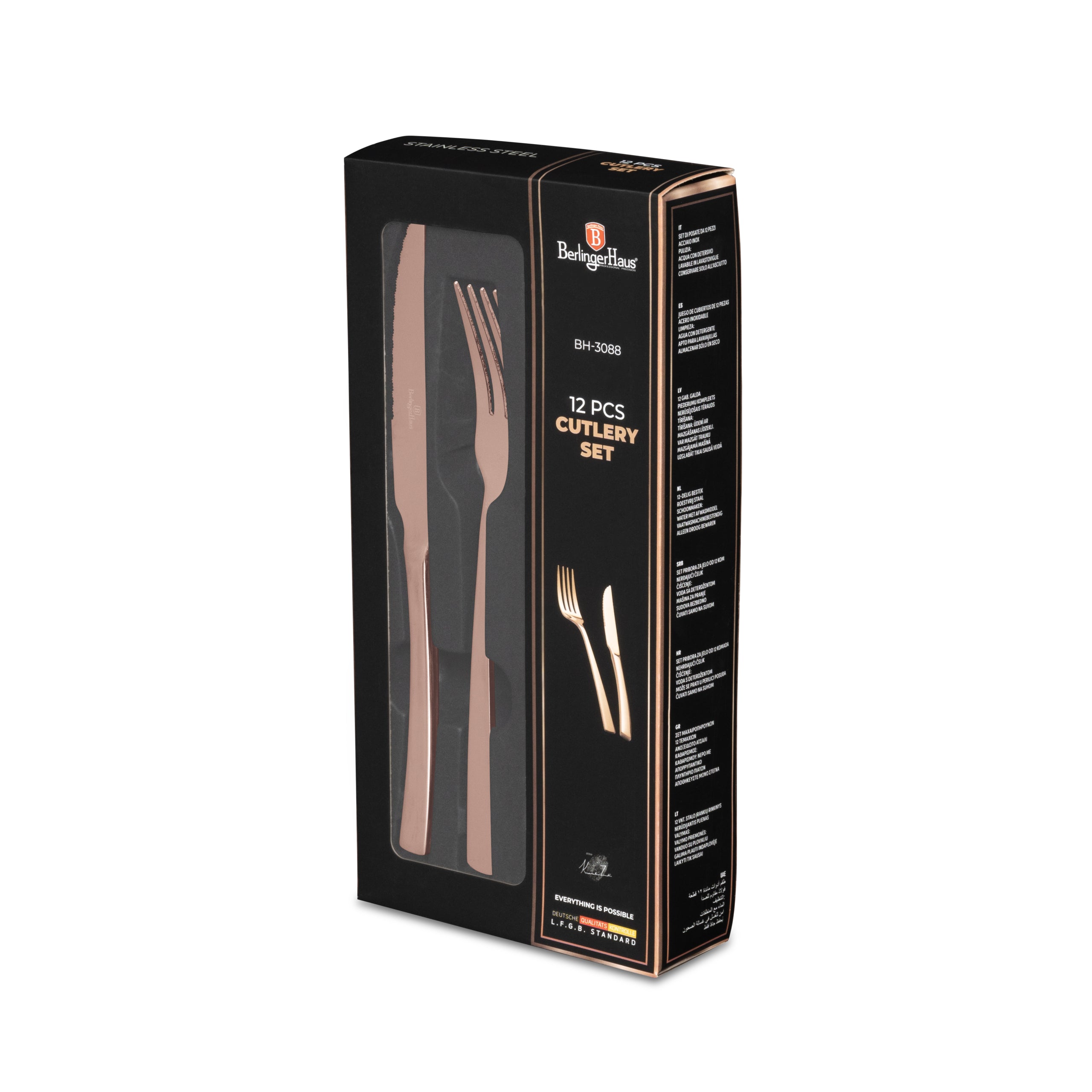 Rose Gold rozsdamentes acél 12 részes evőeszköz készlet steak késsel Berlinger Haus