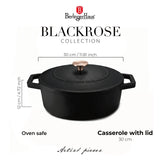 Berlinger Haus ovális öntöttvas pecsenyesütő fedővel 30 cm, 4,65 l – Black Rose Collection