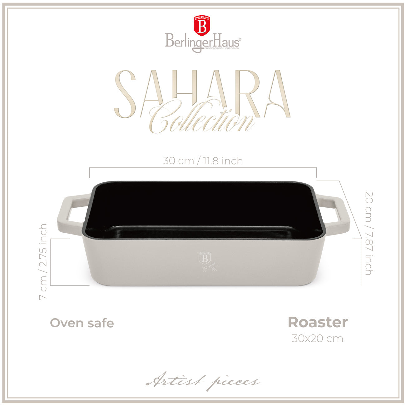 Berlinger haus indukciós Öntöttvas sütőtepsi 30 cm Sahara Collection