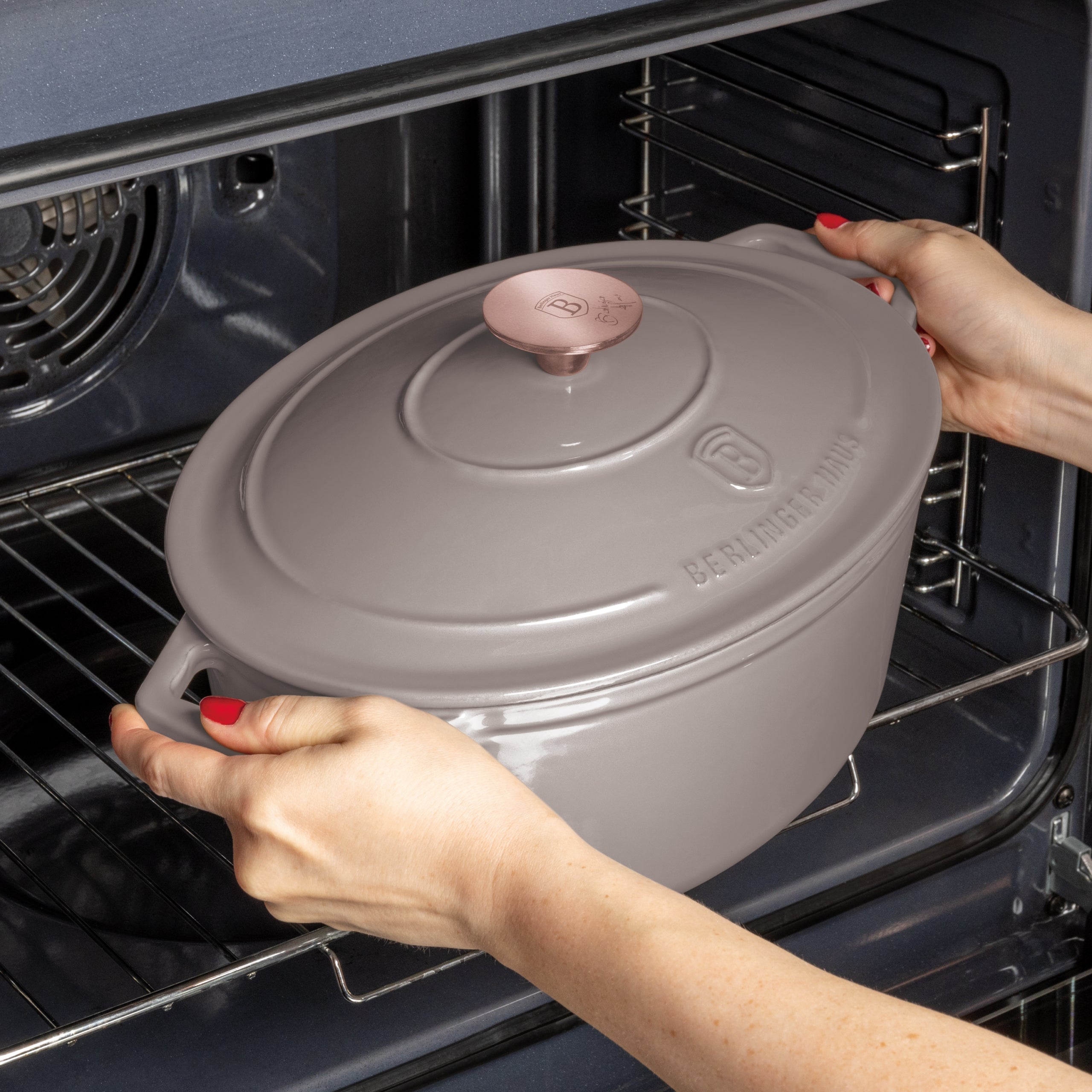 Ovális öntöttvas pecsenyesütő 4,65 L indukciós Berlinger Haus Taupe Collection