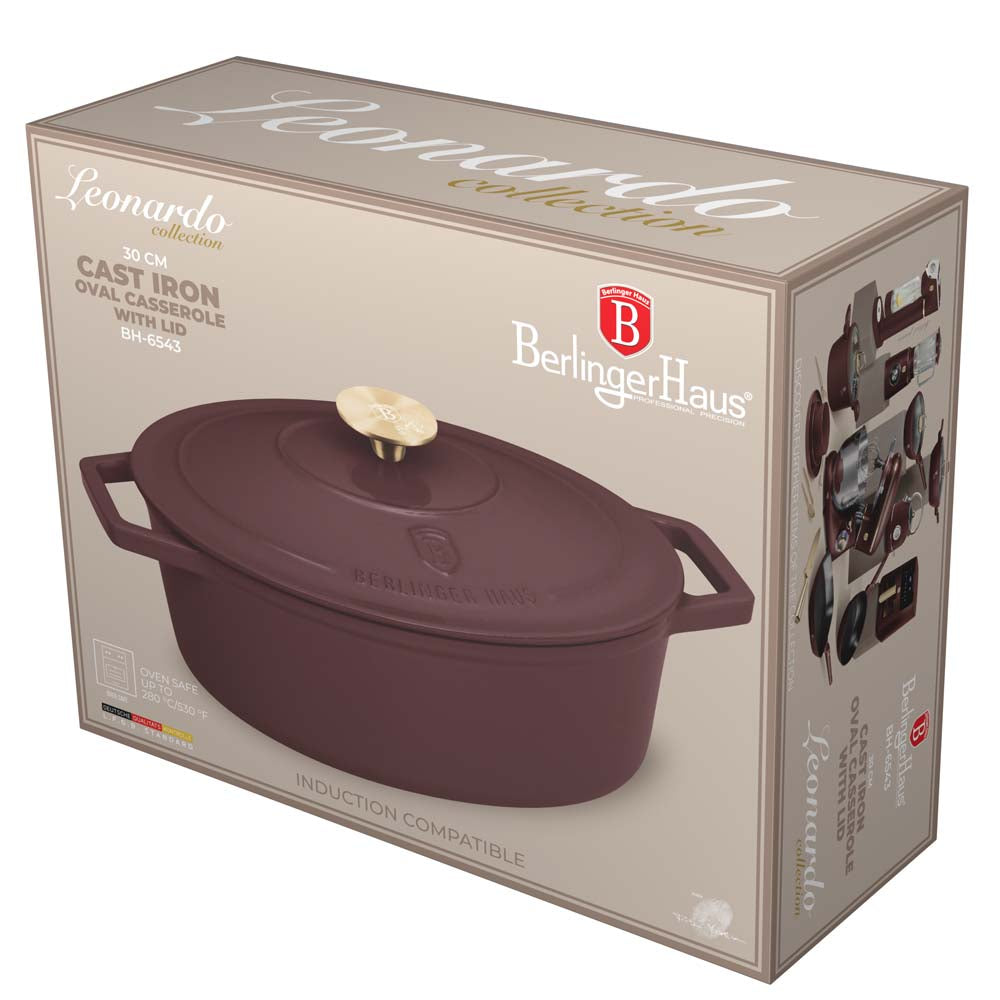 Berlinger Haus Ovális öntöttvas pecsenyesütő 4,65 L Leonardo Collection Indukciós