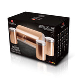 Rozsdamentes acél kenyértartó 3 részes konyhai tároló dobozzal Metallic Line Rose Gold Edition