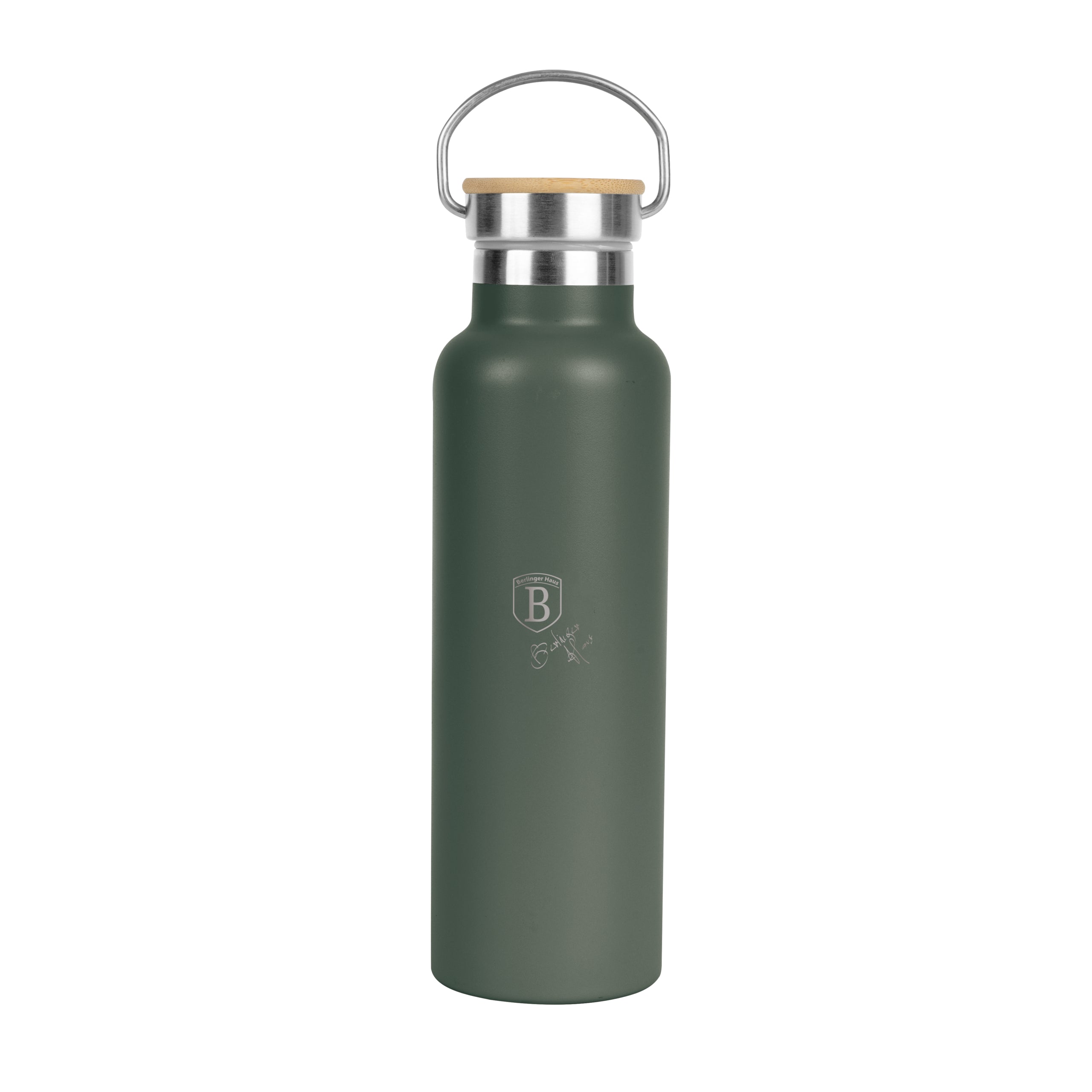 Berlinger Haus matt zöld rozsdamentes acél termosz bambusz kupakkal 600 ml