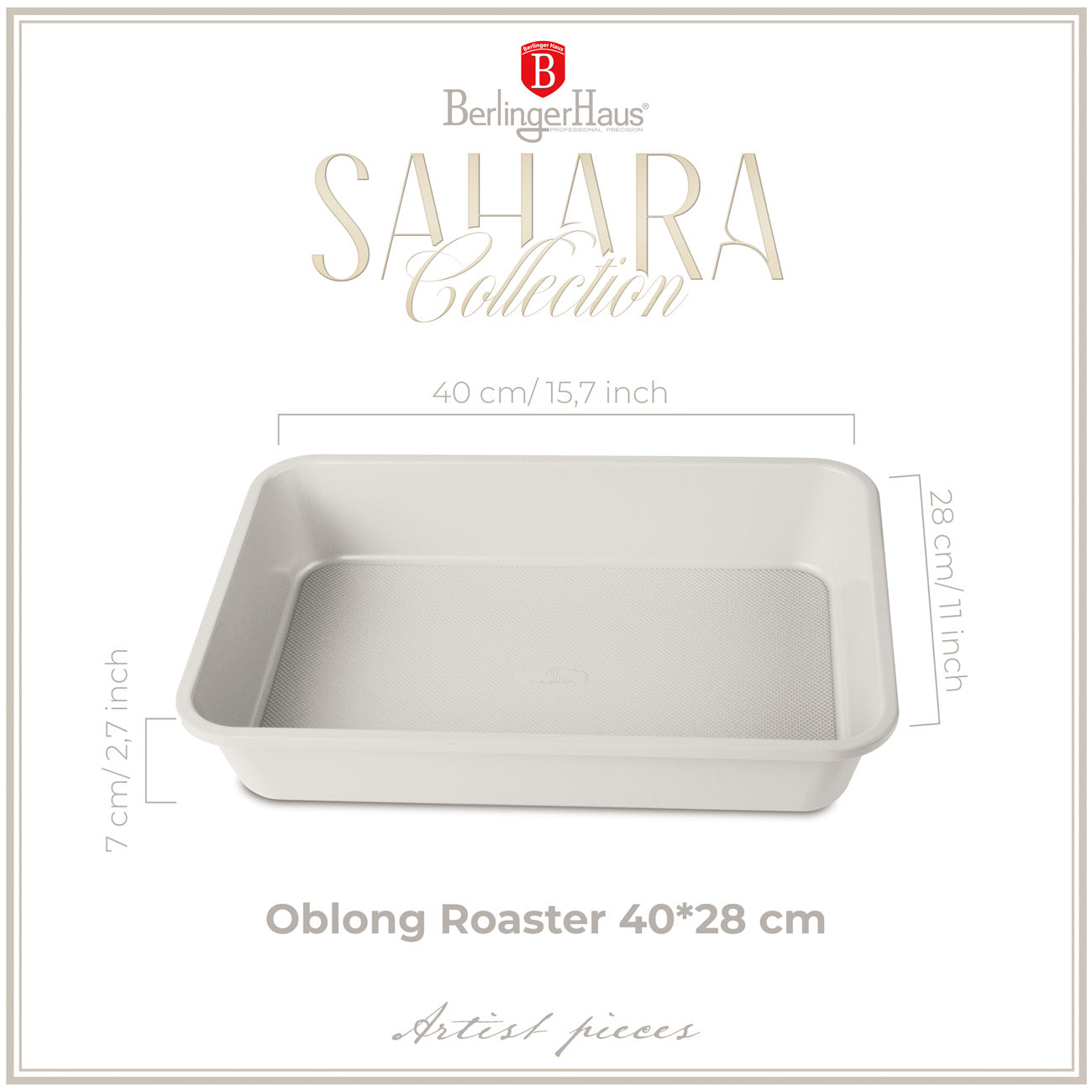 Berlinger Haus tapadásmentes tepsi 40 cm matt krém Sahara Collection