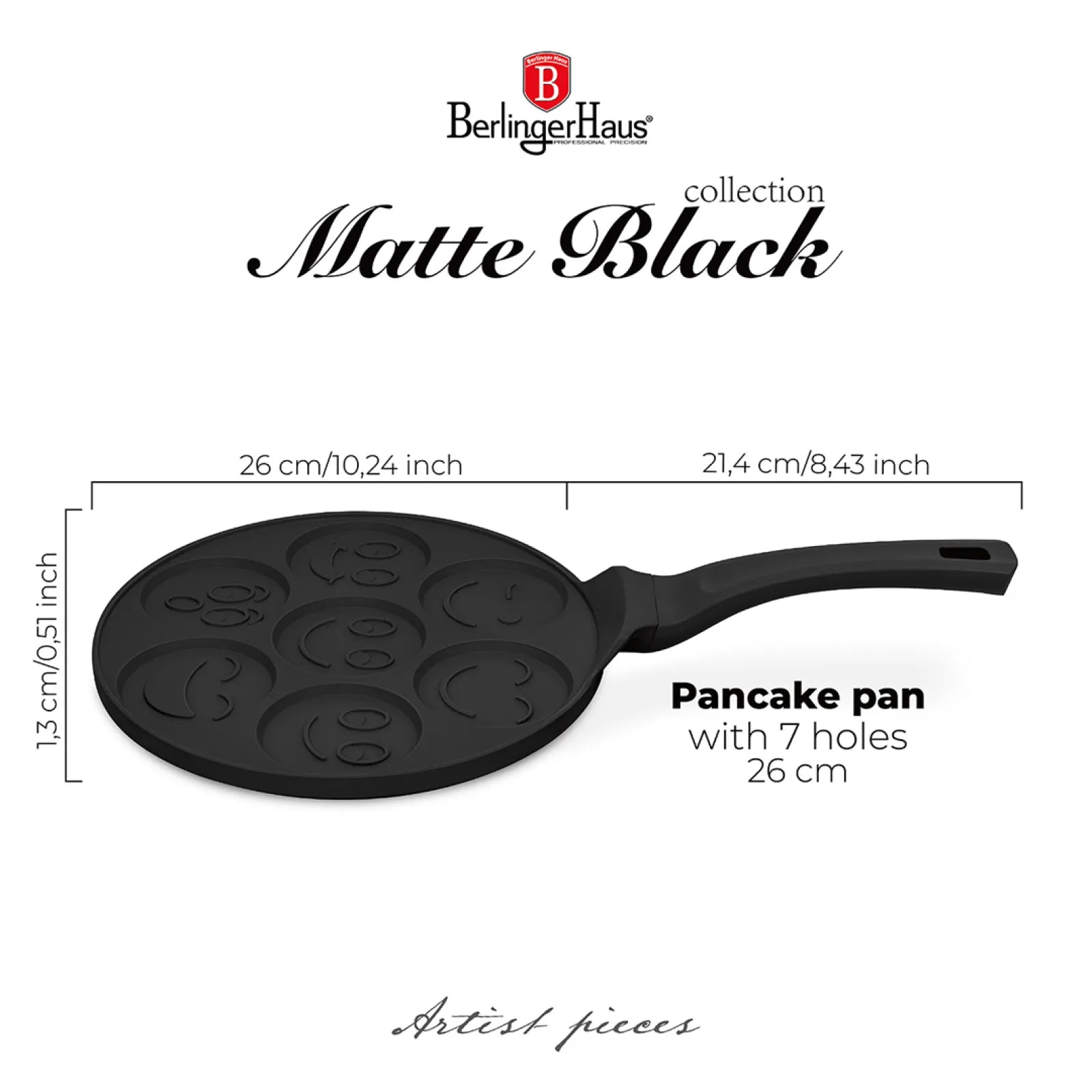 Berlinger Haus 7 lyukú emoji palacsintasütő 26 cm – Black Rose