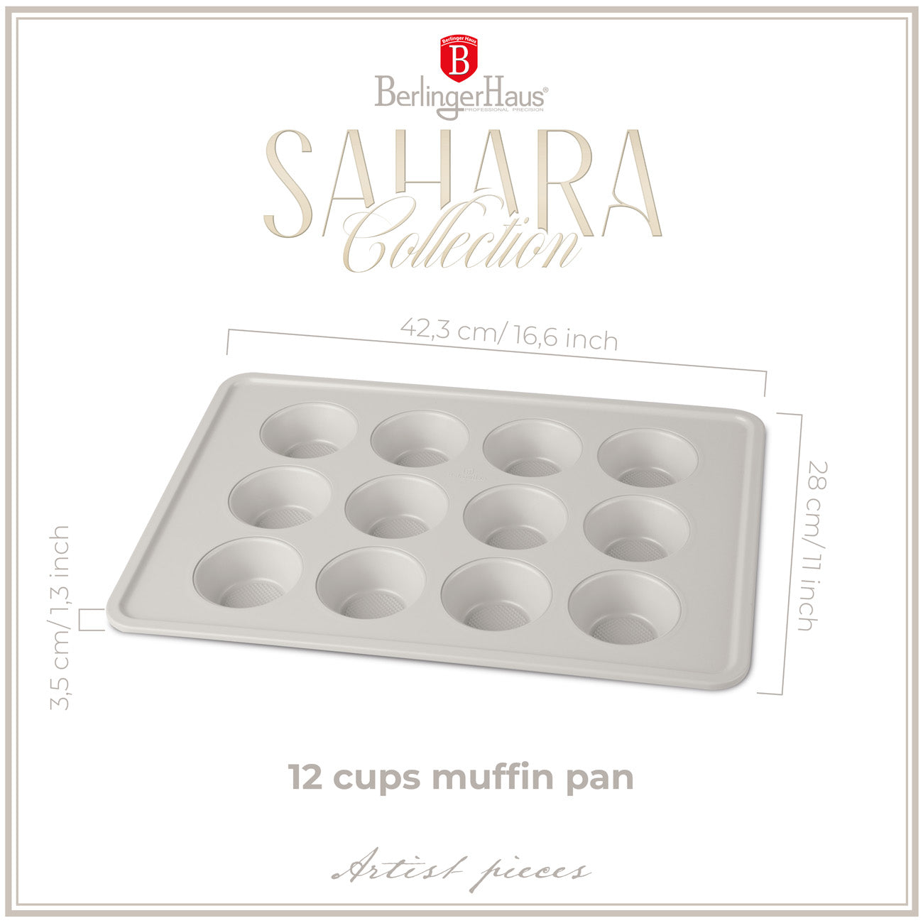 12 részes tapadásmentes muffin sütőforma Sahara Collection