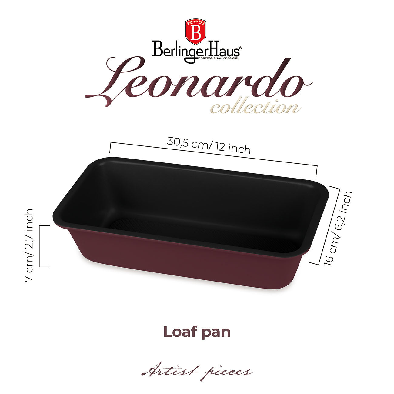 Berlinger Haus Tepsi 40 cm Leonardo Collection tapadásmentes