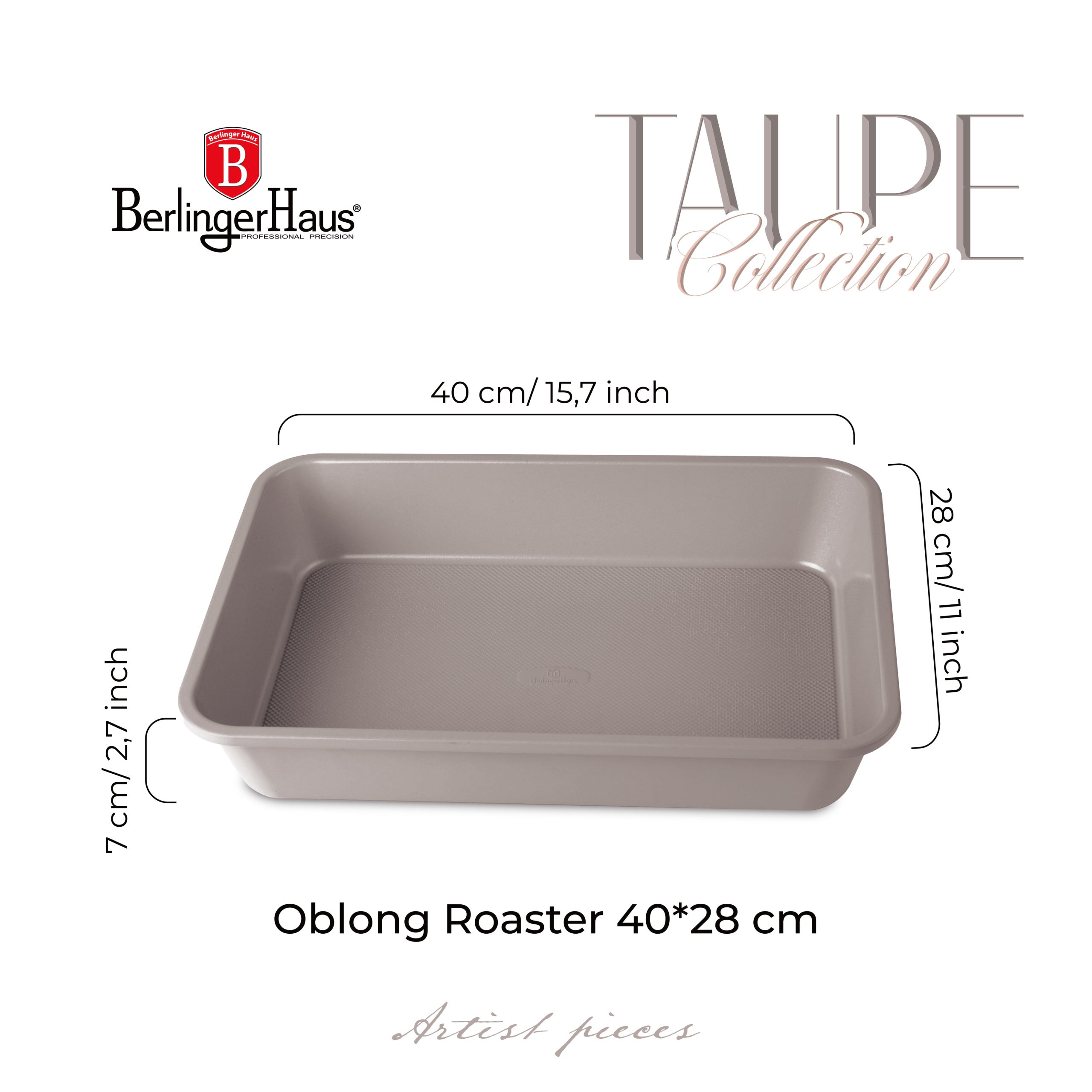 Tapadásmentes tepsi 40 cm Berlinger Haus Taupe szürke BH/7903