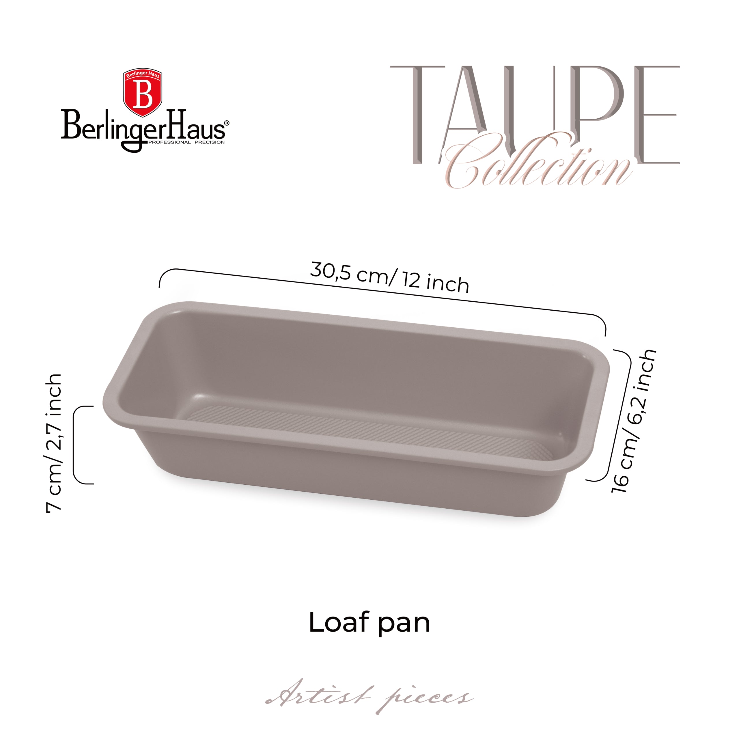 Kenyérsütő tepsi tapadásmentes titánPro bevonattal 32 cm Berlinger Haus Taupe szürke