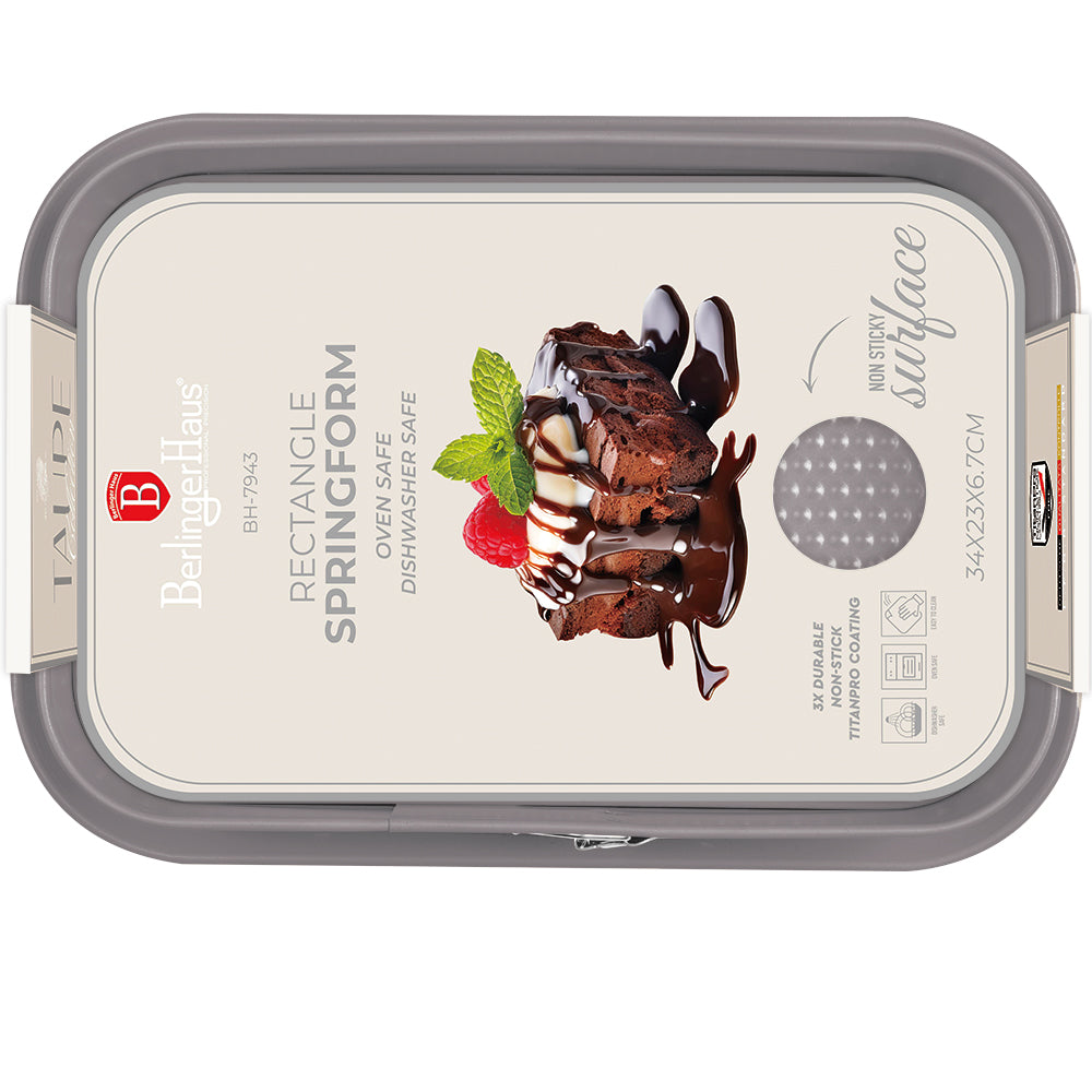 Szögletes tortaforma tapadásmentes titánPro bevonattal 39 cm Berlinger Haus Taupe szürke