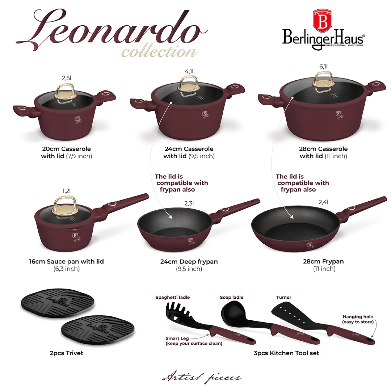 Berlinger Haus 15 részes indukciós edénykészlet – Leonardo Collection
