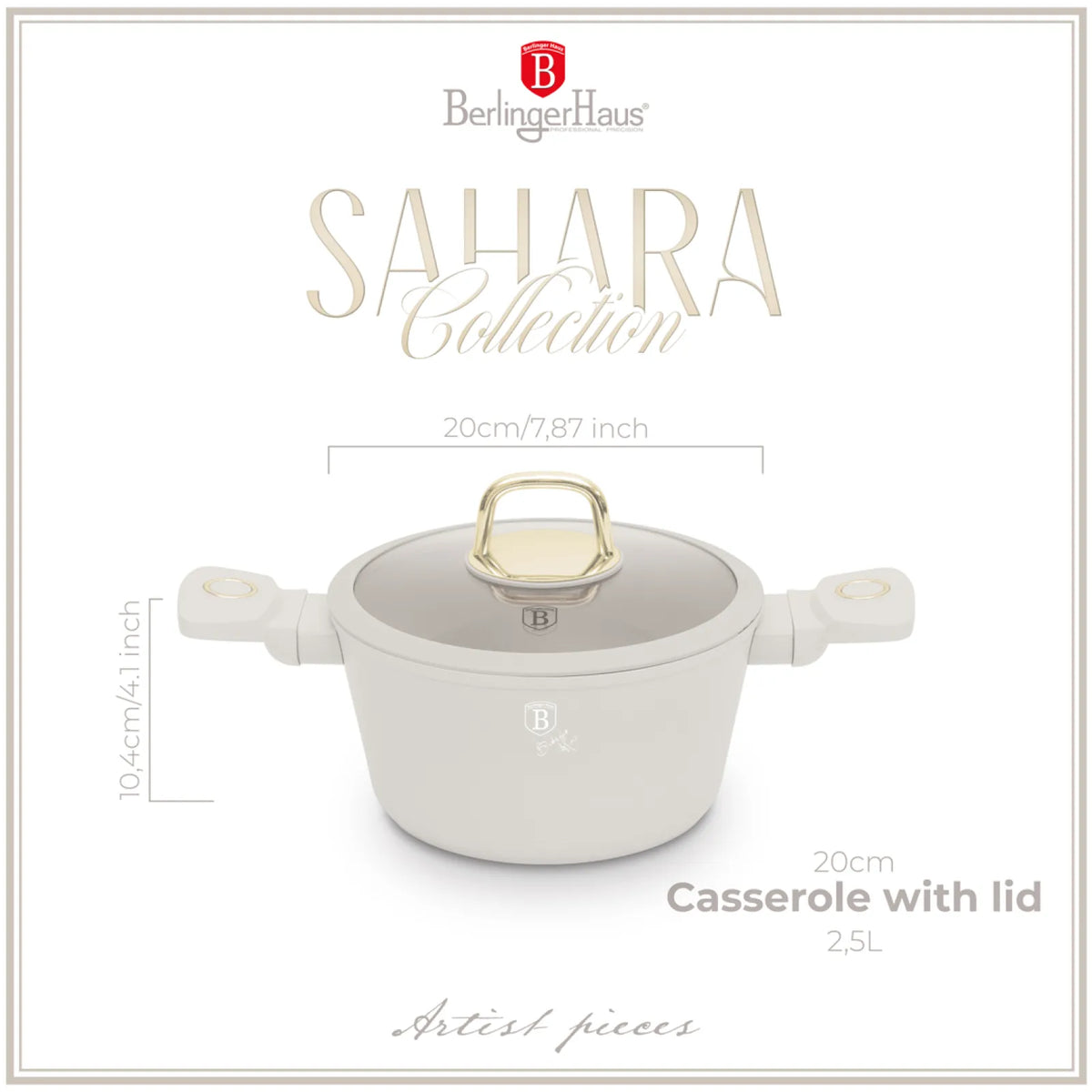 Berlinger Haus Lábas fedővel (2.5 L) – indukciós – Sahara Collection