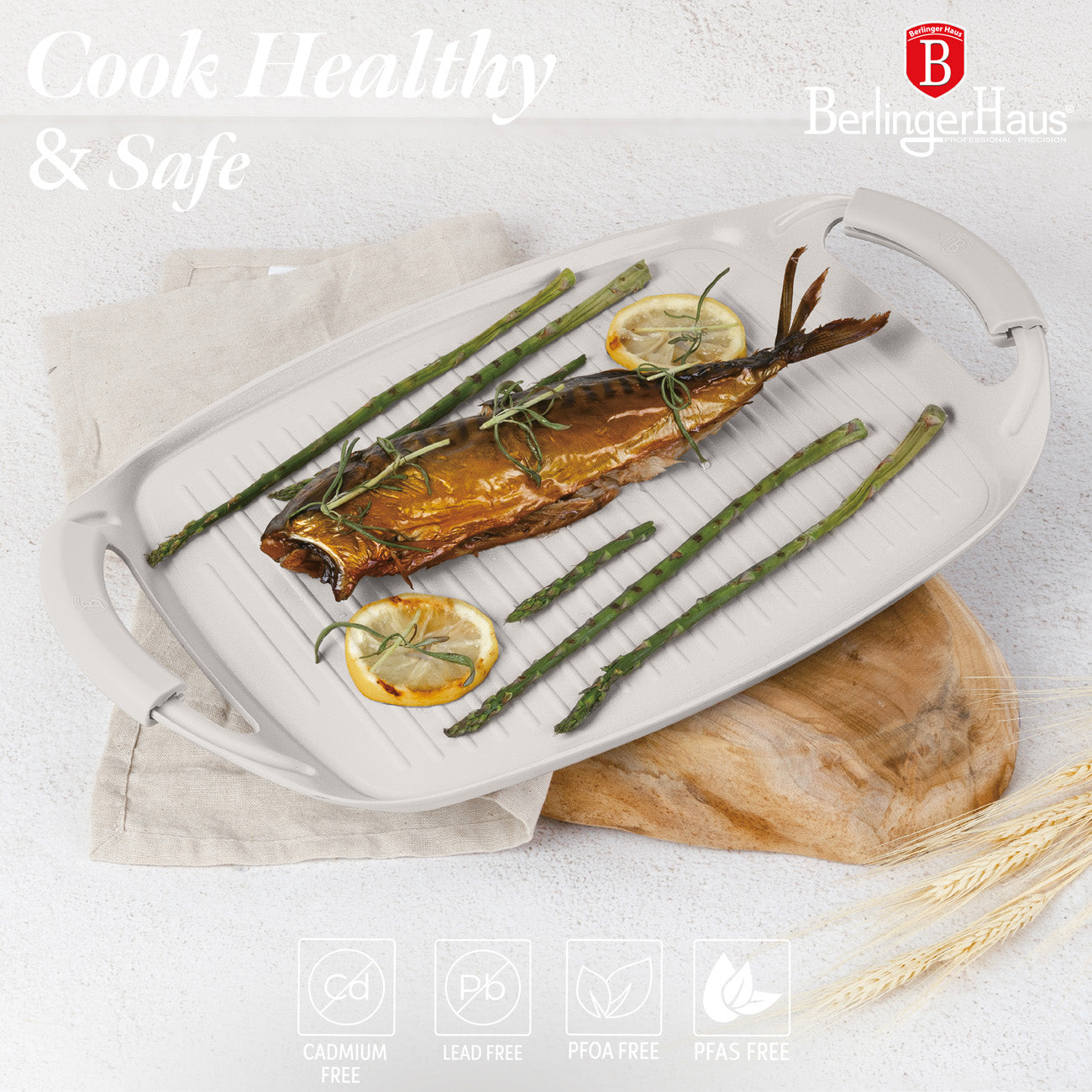 Berlinger Haus Grill sütőlap 47 cm indukciós matt krém Sahara Collection