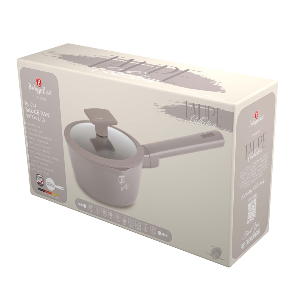 Szószos edény fedővel 1,2 L indukciós tapadásmentes Berlinger Haus Taupe Collection