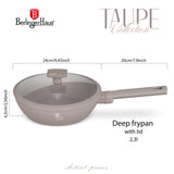 Mély serpenyő fedővel 24 cm indukciós tapadásmentes Berlinger Haus Taupe Collection