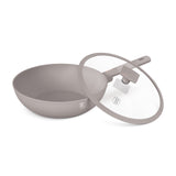 Wok serpenyő fedővel nagy 28 cm indukciós tapadásmentes Berlinger Haus Taupe Collection