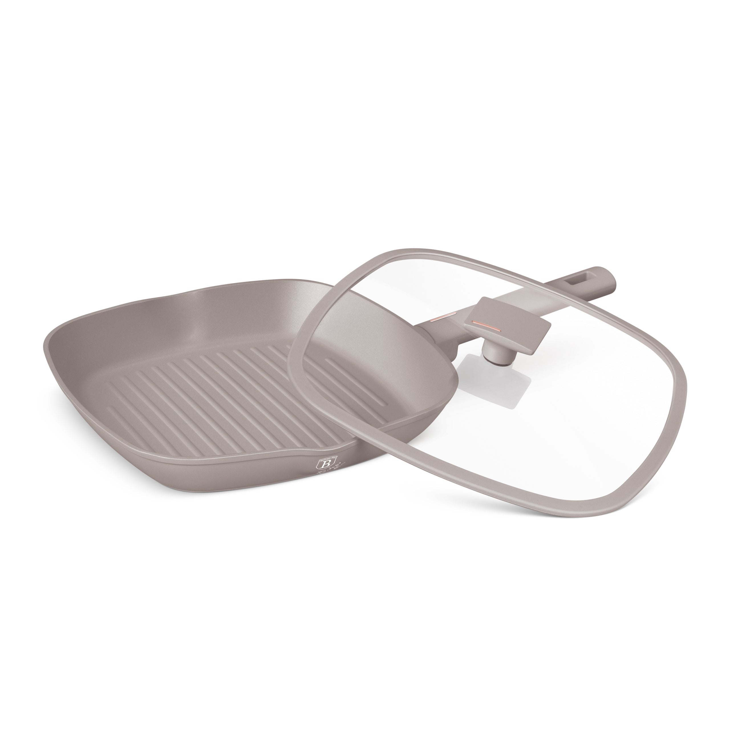 Grill serpenyő fedővel nagy 28 cm indukciós tapadásmentes Berlinger Haus Taupe Collection
