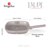 Grill serpenyő fedővel nagy 28 cm indukciós tapadásmentes Berlinger Haus Taupe Collection