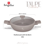 Berlinger Haus Alacsony lábas fedővel 3,8 liter Indukciós tapadásmentes Taupe Collection