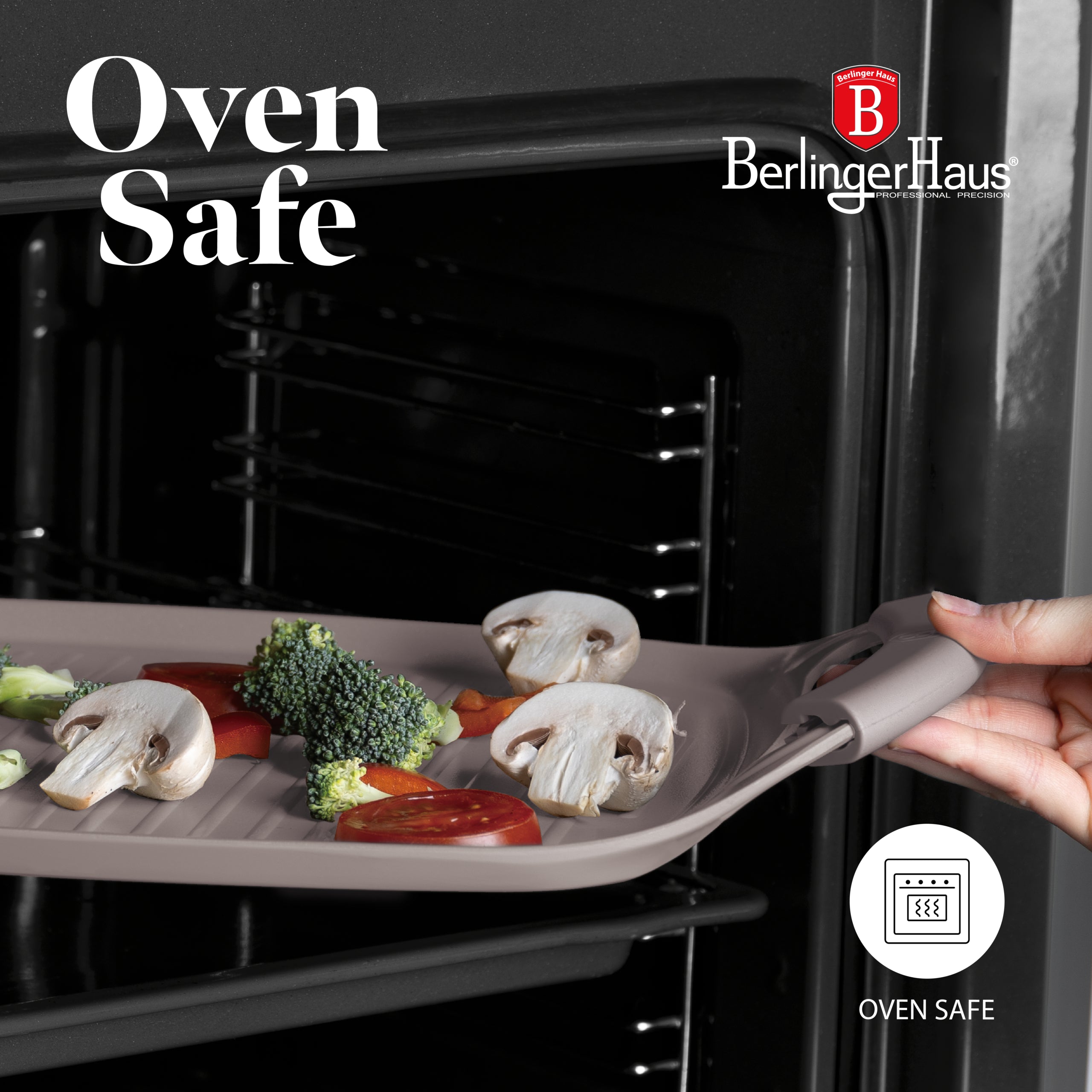 Grill sütőlap 47 cm indukciós tapadásmentes Berlinger Haus Taupe Collection