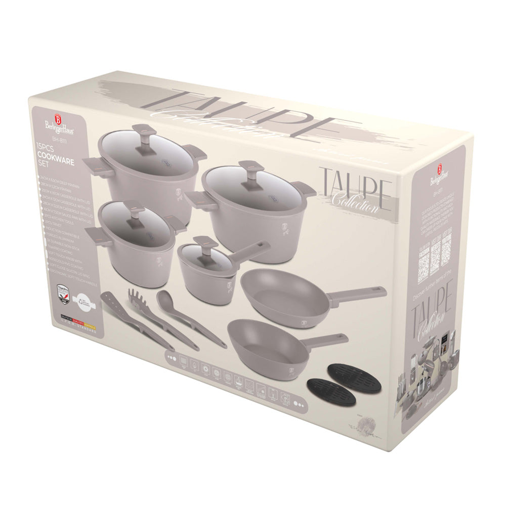 15 részes edénykészlet indukciós tapadásmentes Berlinger Haus Taupe Collection