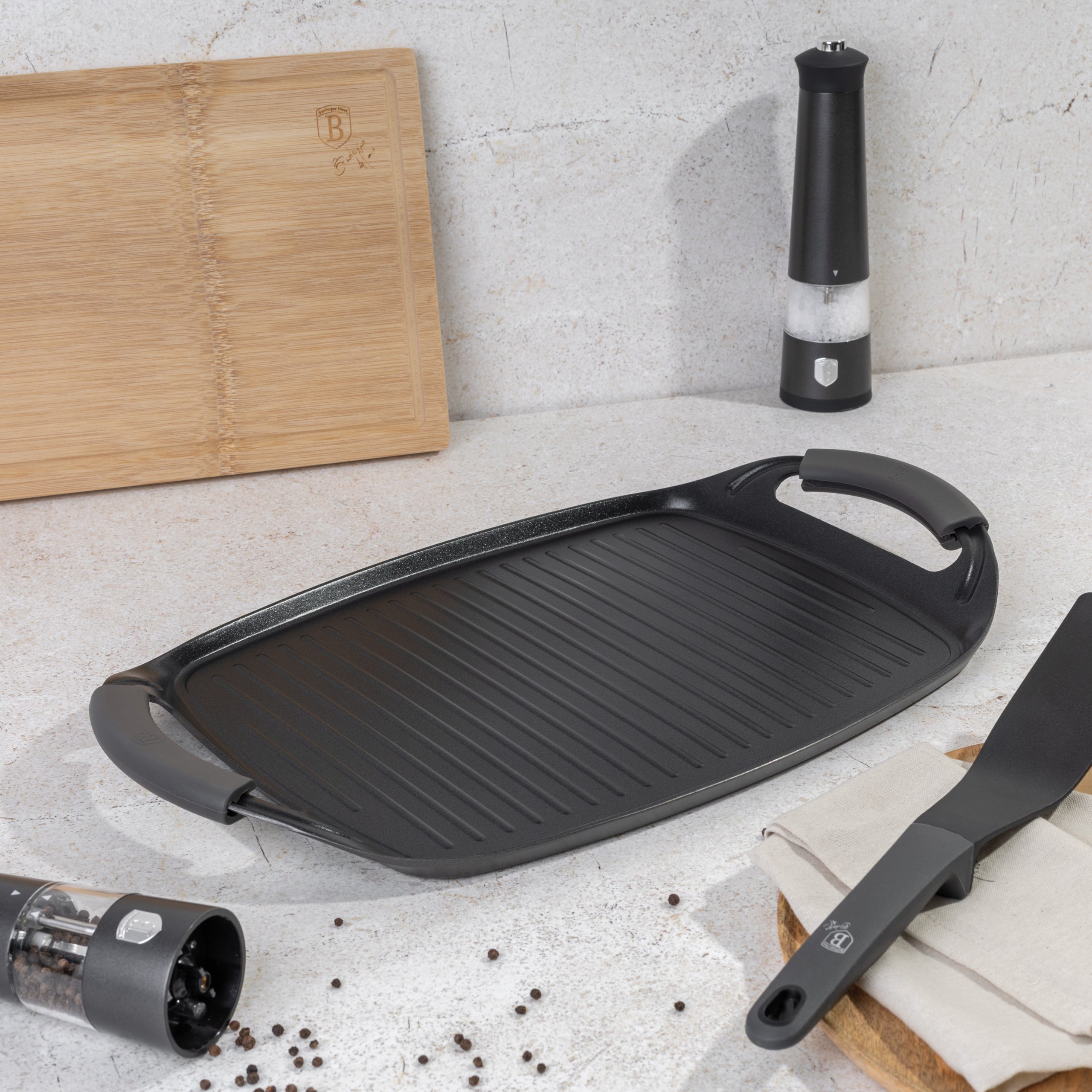 Grill sütőlap 47 cm tapadásmentes titánPro bevonattal indukciós Antracit Collection Berlinger Haus