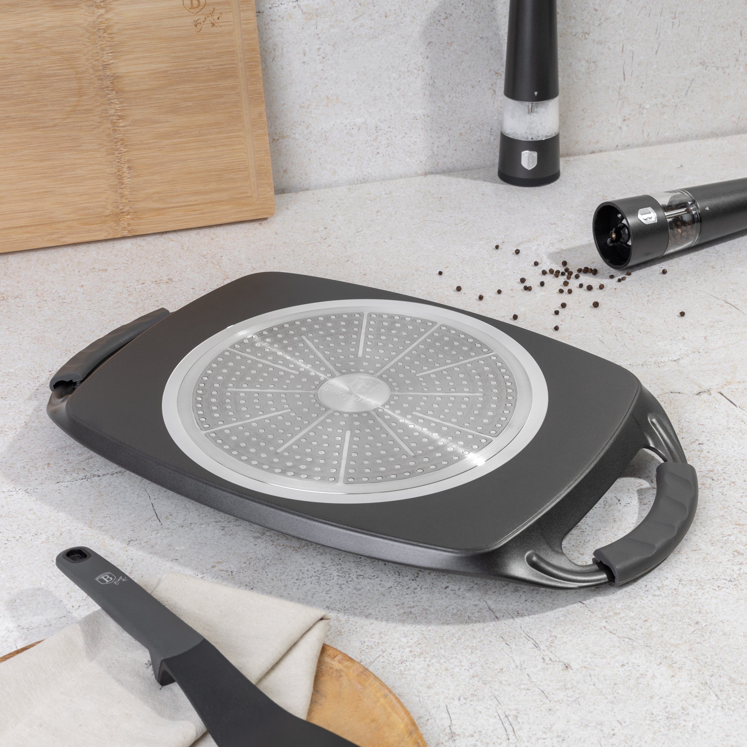 Grill sütőlap 47 cm tapadásmentes titánPro bevonattal indukciós Antracit Collection Berlinger Haus