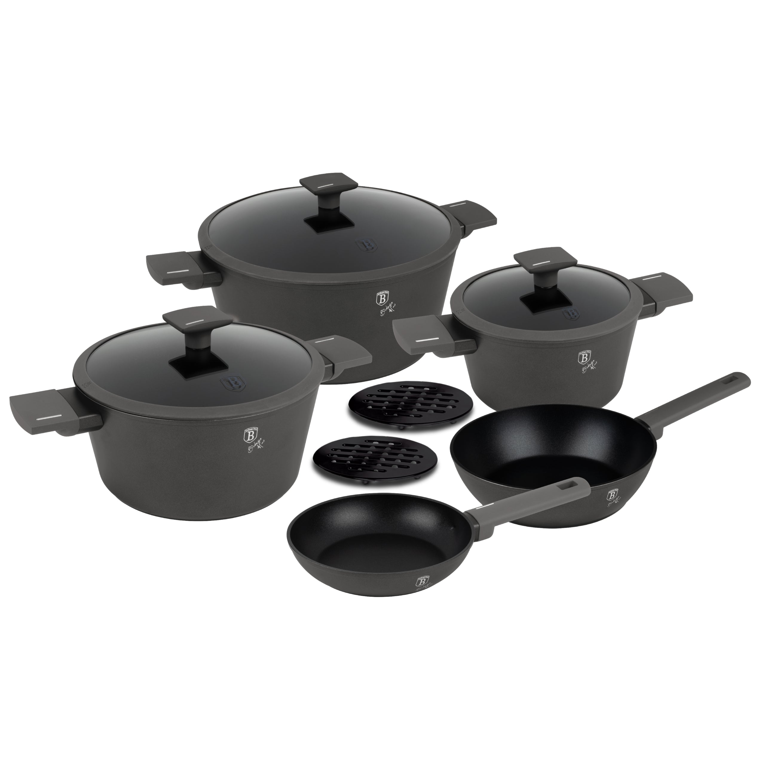 10 részes edénykészlet tapadásmentes indukciós Antracit Collection Berlinger Haus