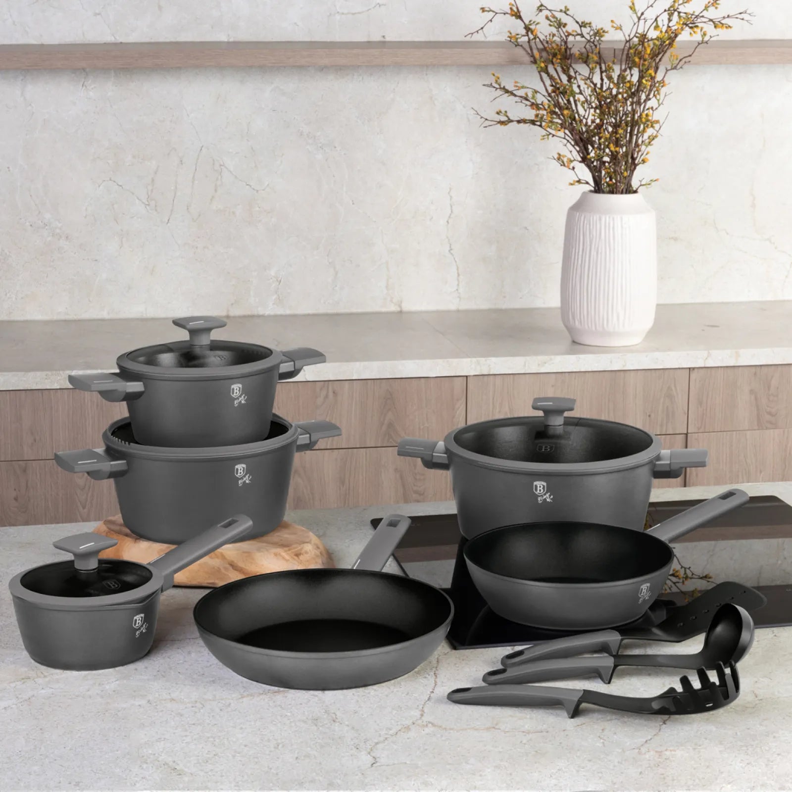 Berlinger Haus 15 részes indukciós edénykészlet– Anthracite Collection