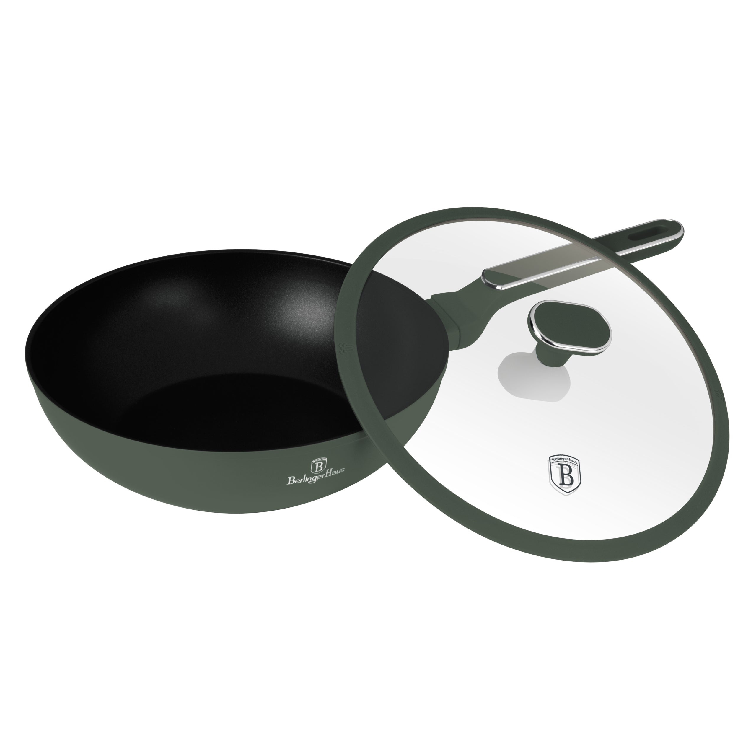 Berlinger Haus matt zöld tapadásmentes indukciós Wok fedővel 28 cm