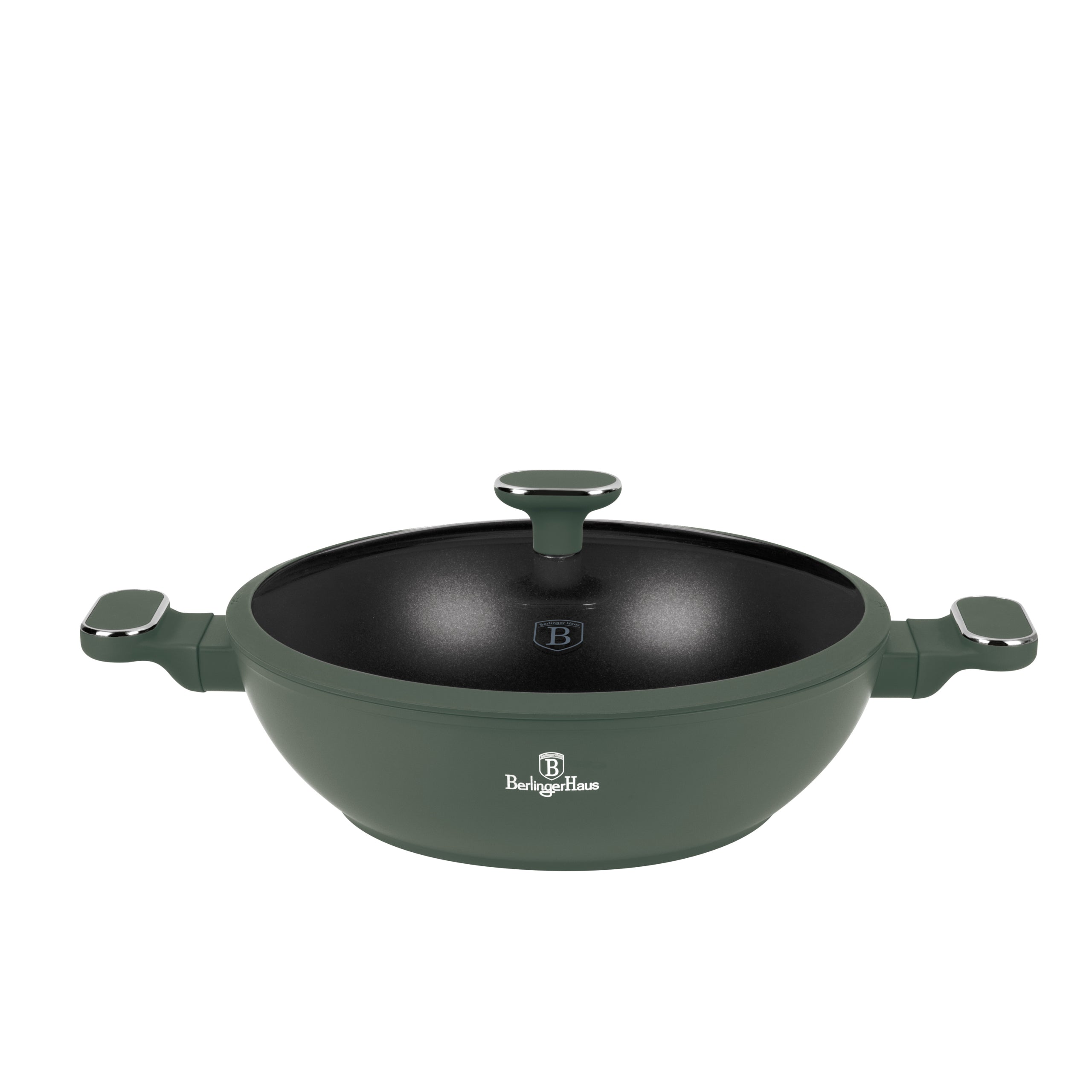 Tapadásmentes indukciós Wok serpenyő fedővel 30 cm matt zöld Berlinger Haus
