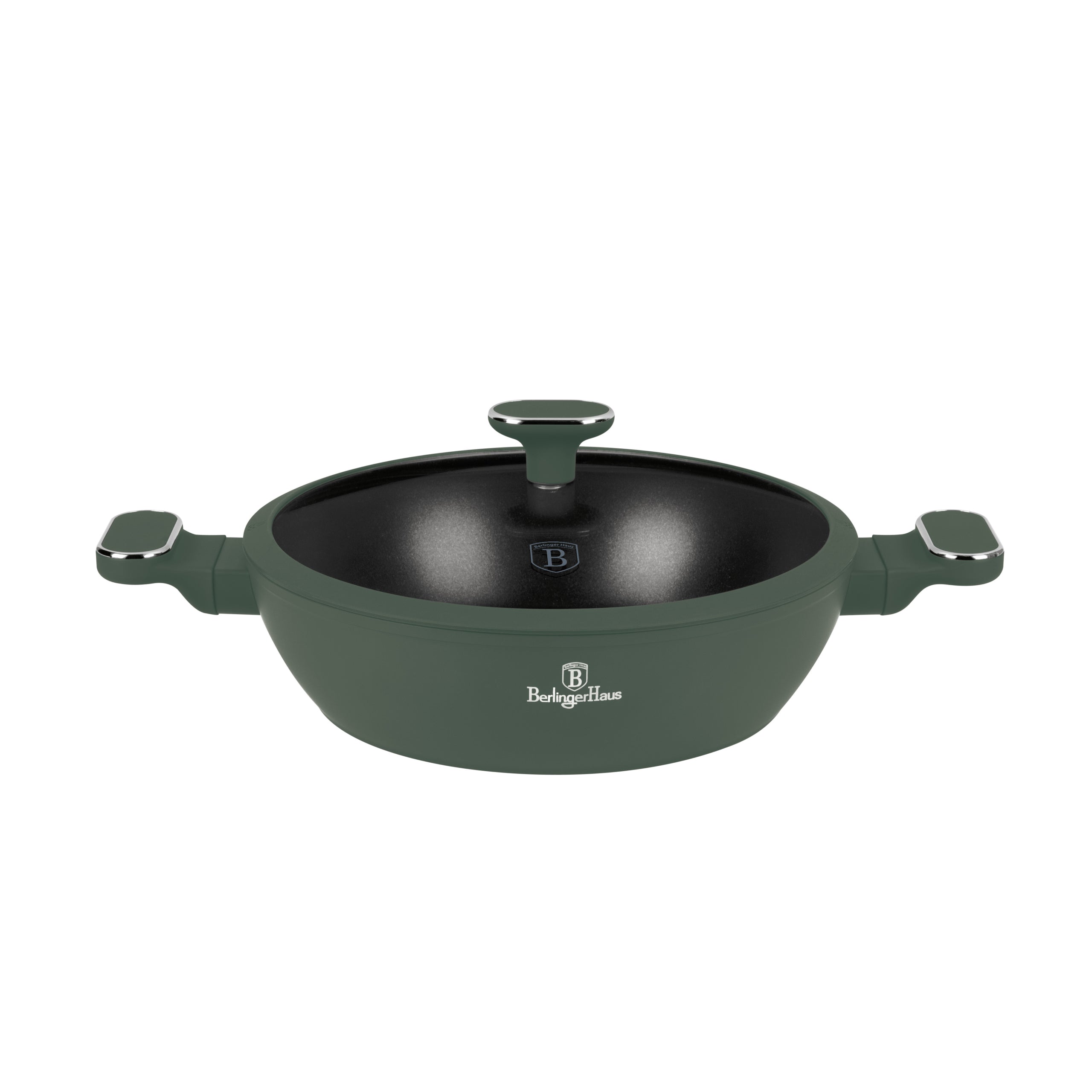 Berlinger Haus matt zöld tapadásmentes indukciós Alacsony lábas fedővel 28 cm