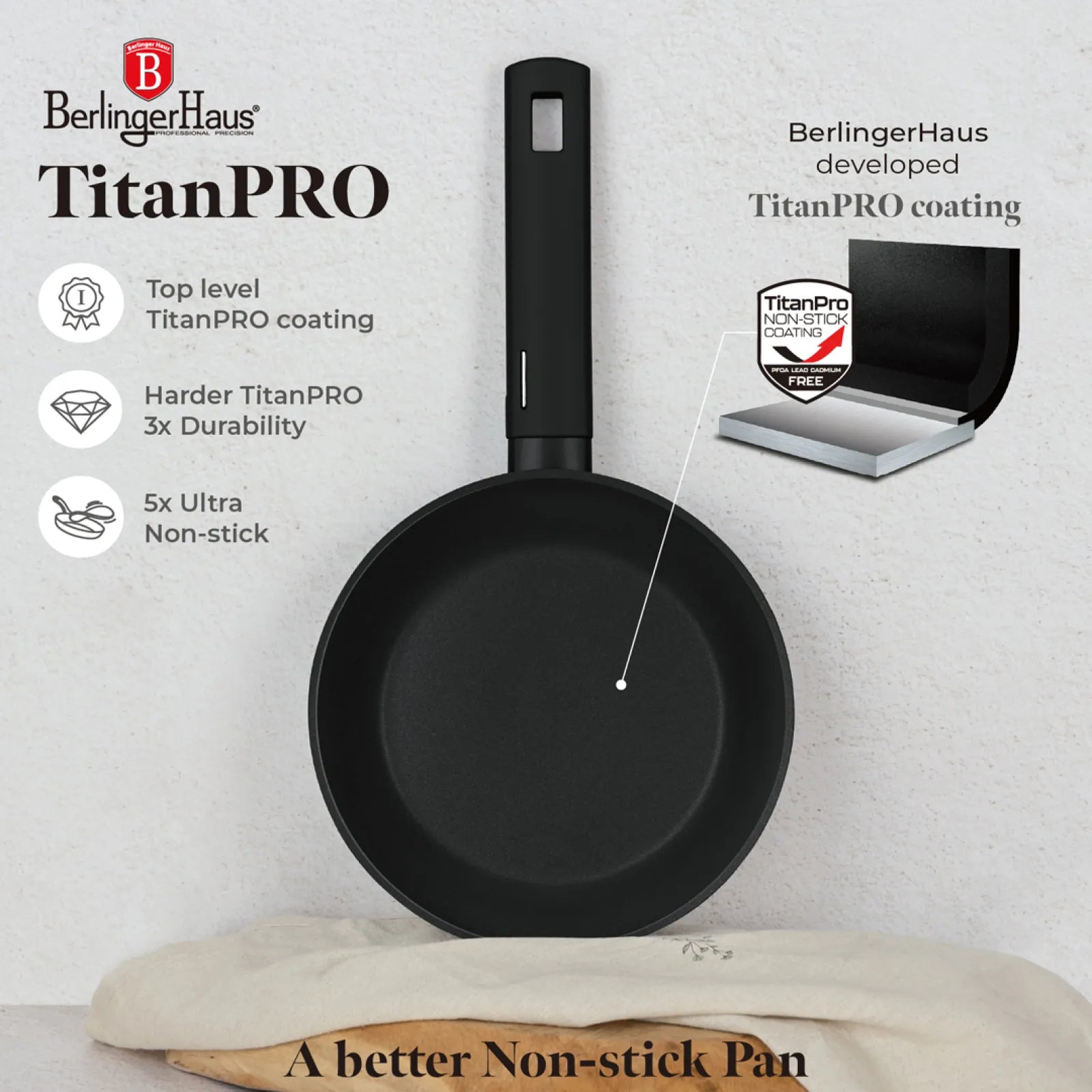 Berlinger Haus indukciós serpenyő 20 cm – Matte Black Collection