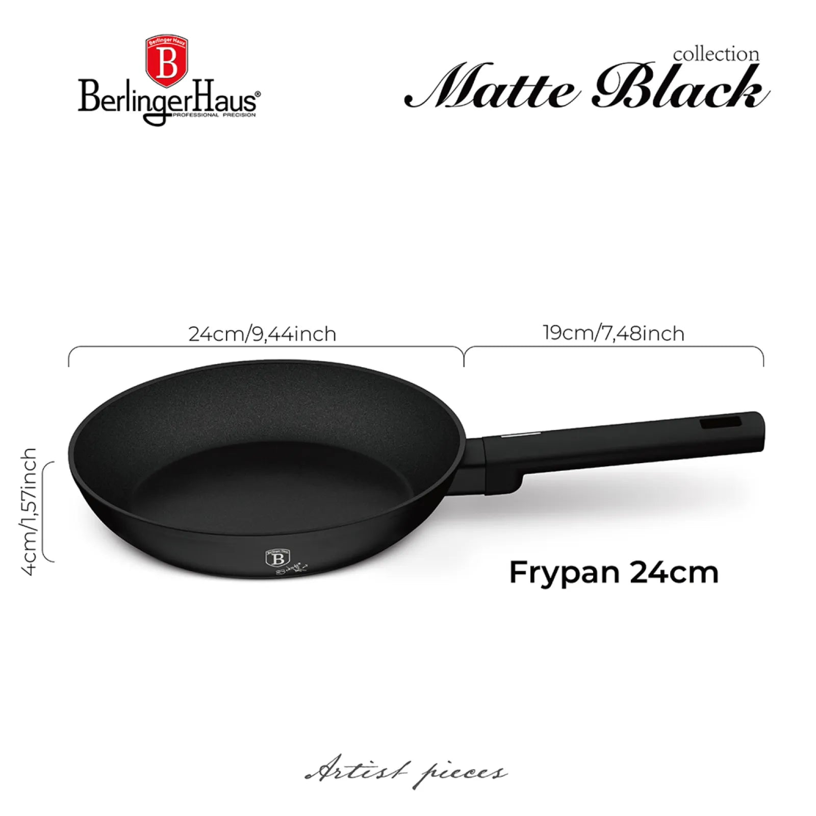 Berlinger Haus indukciós serpenyő 24 cm – Matte Black Collection