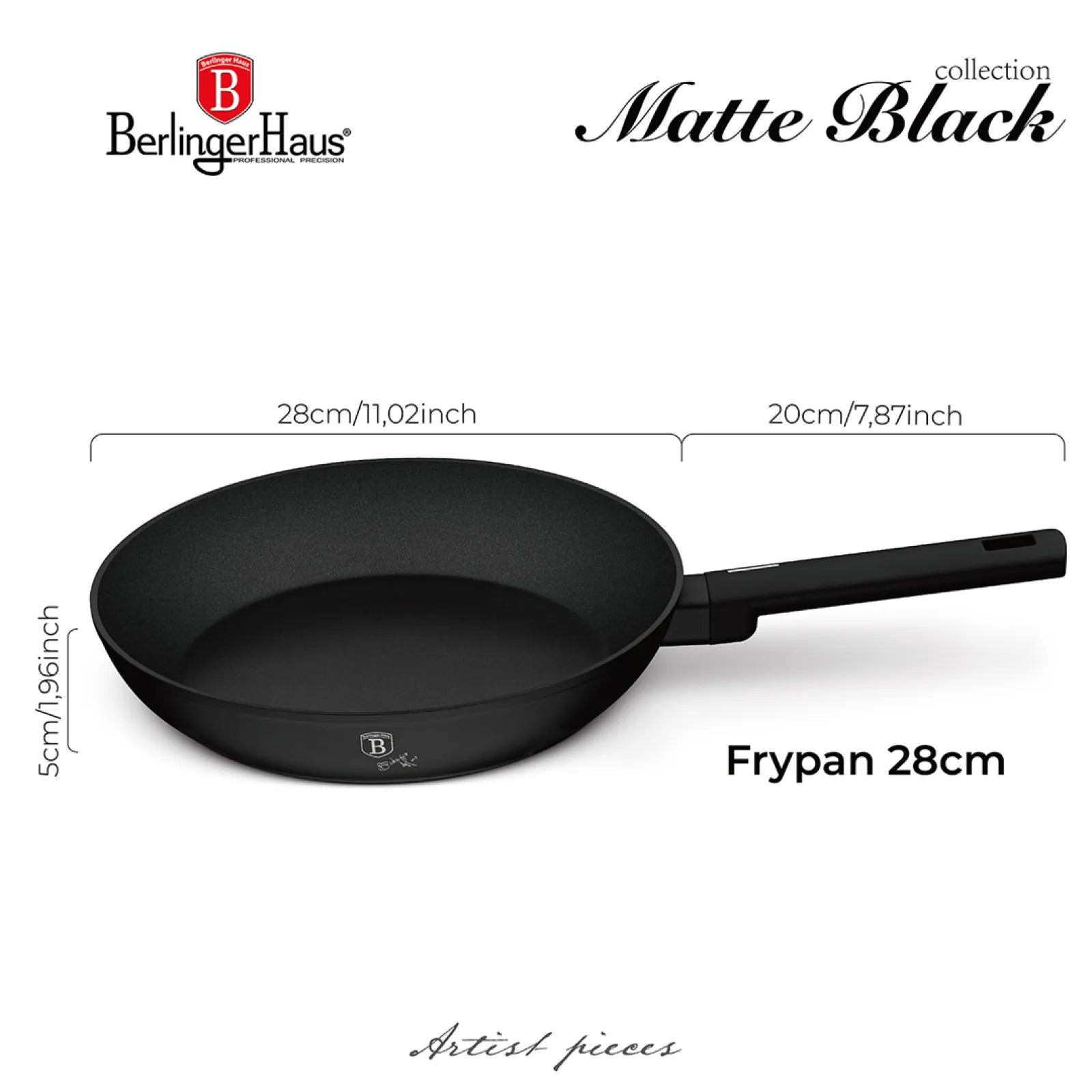Berlinger Haus indukciós serpenyő 28 cm – Matte Black Collection