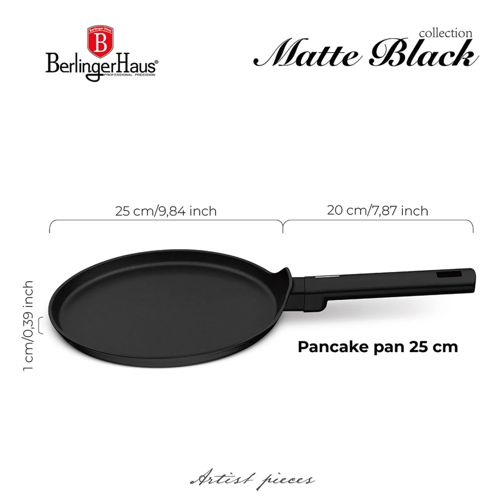 Berlinger Haus indukciós tapadásmentes palacsintasütő 25 cm – Matte Black Collection