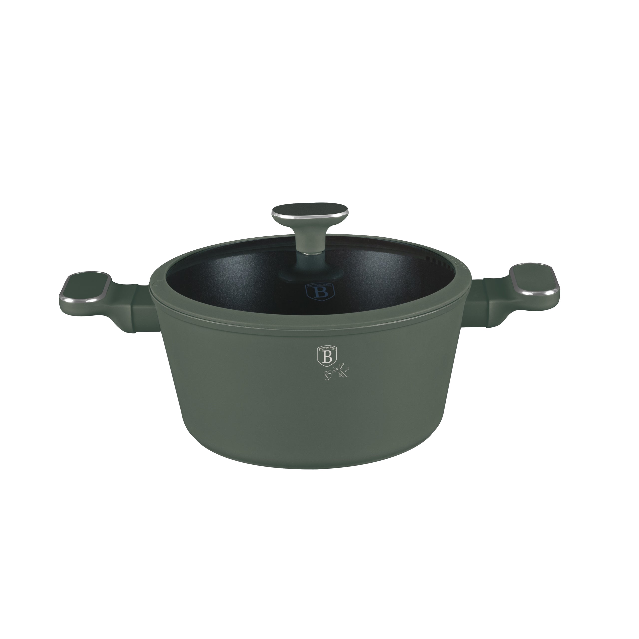 Berlinger Haus matt zöld tapadásmentes indukciós Alacsony lábas fedővel 24 cm