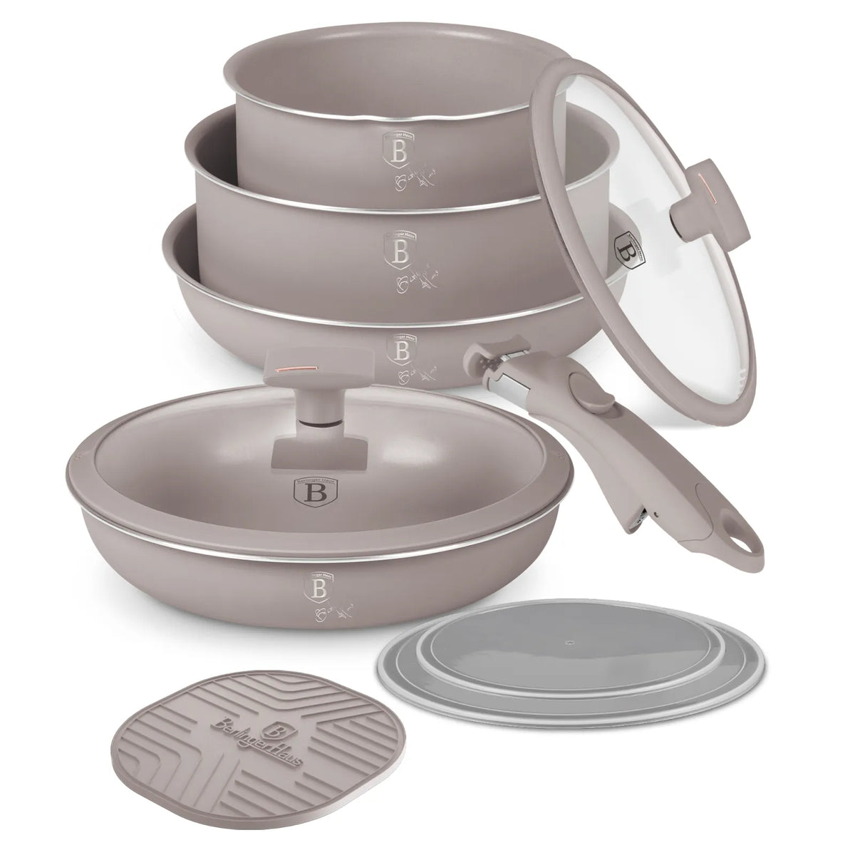 10 részes indukciós kezdő edénykészlet Berlinger Haus Taupe Collection