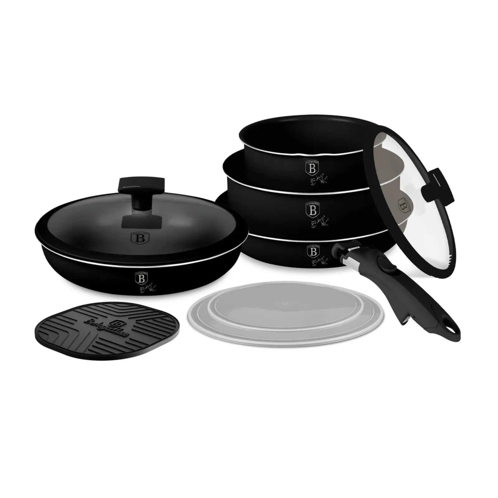 Berlinger Haus 10 részes indukciós edénykészlet levehető nyéllel – Matte Black Collection