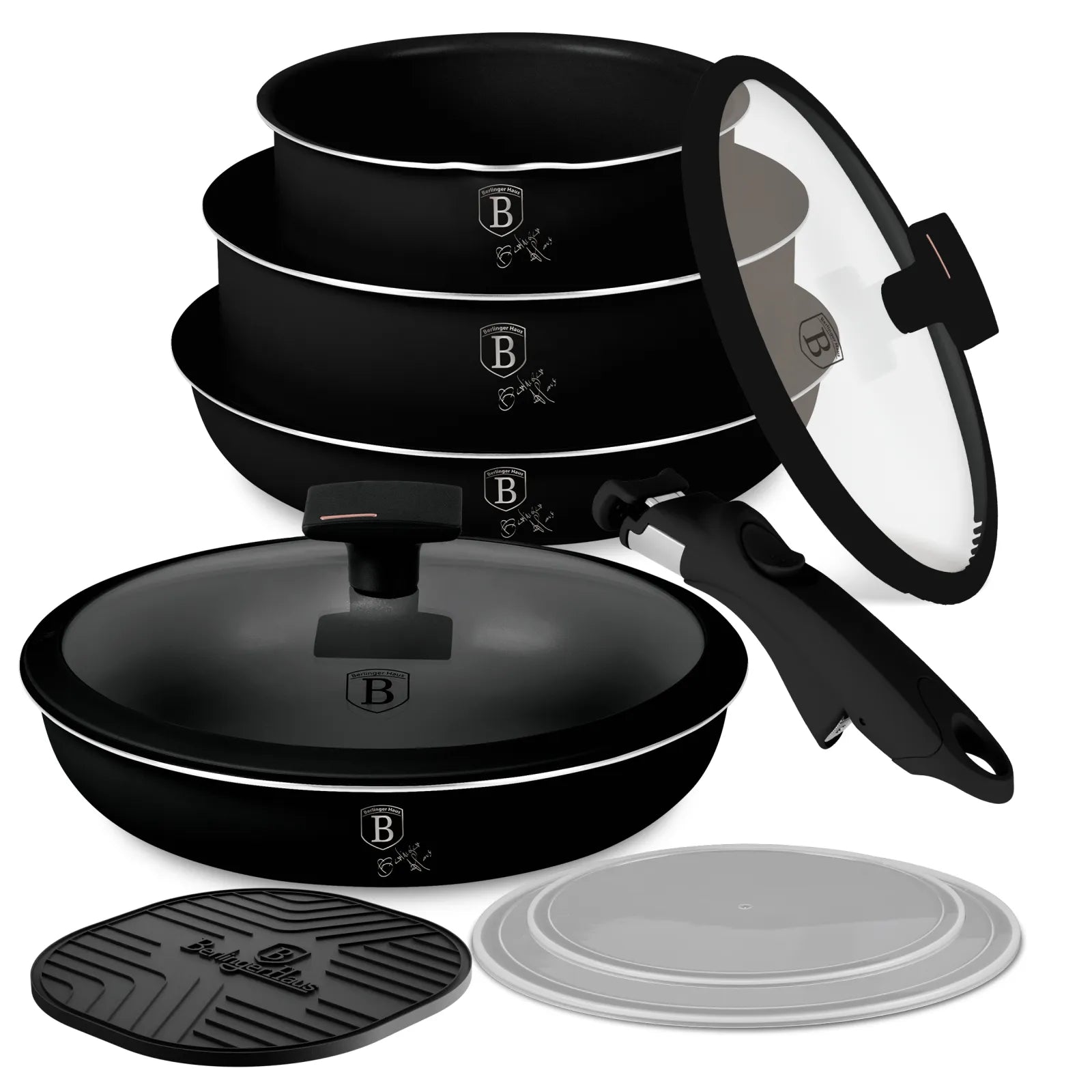 Berlinger Haus 10 részes indukciós edénykészlet levehető nyéllel – Black Rose