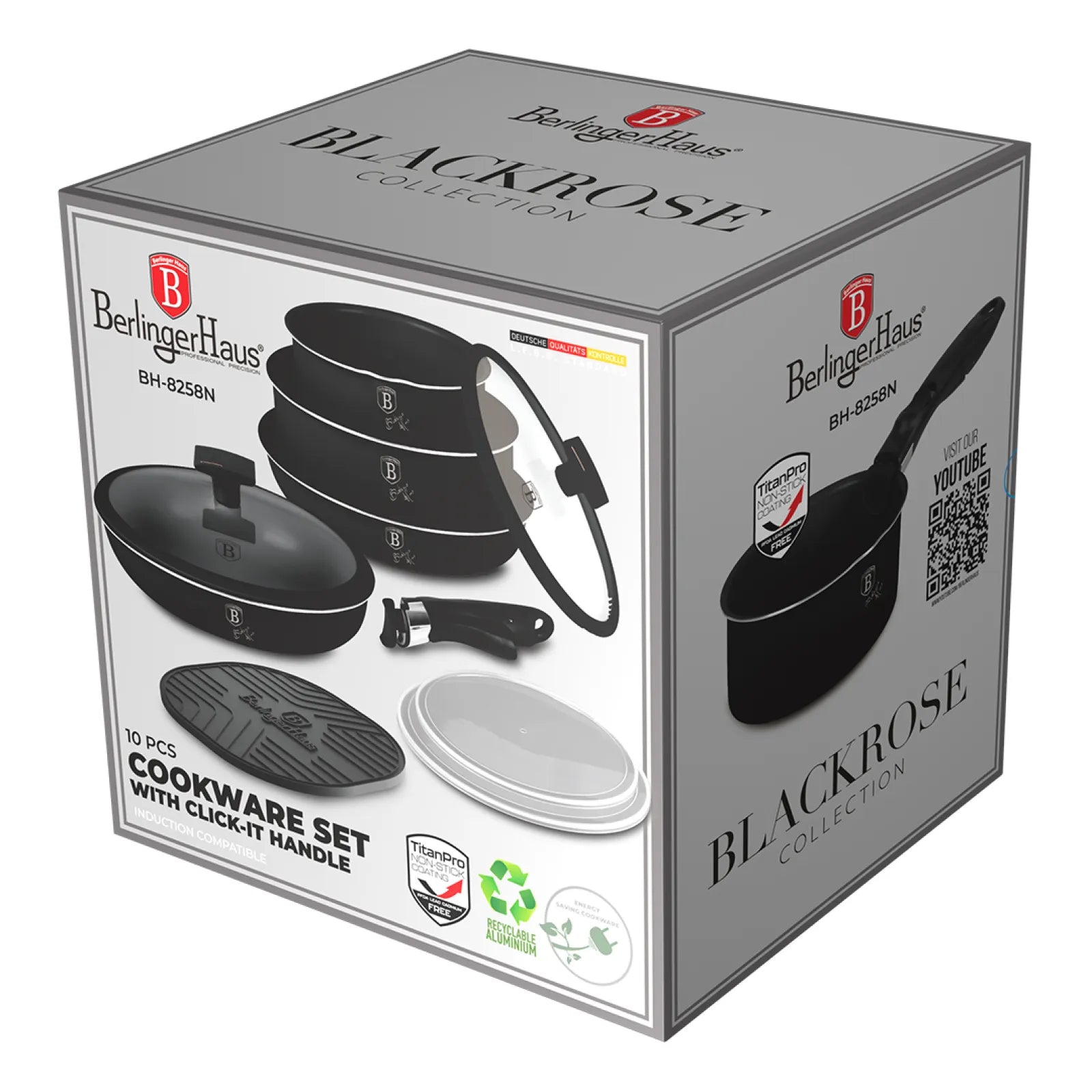 Berlinger Haus 10 részes indukciós edénykészlet levehető nyéllel – Black Rose