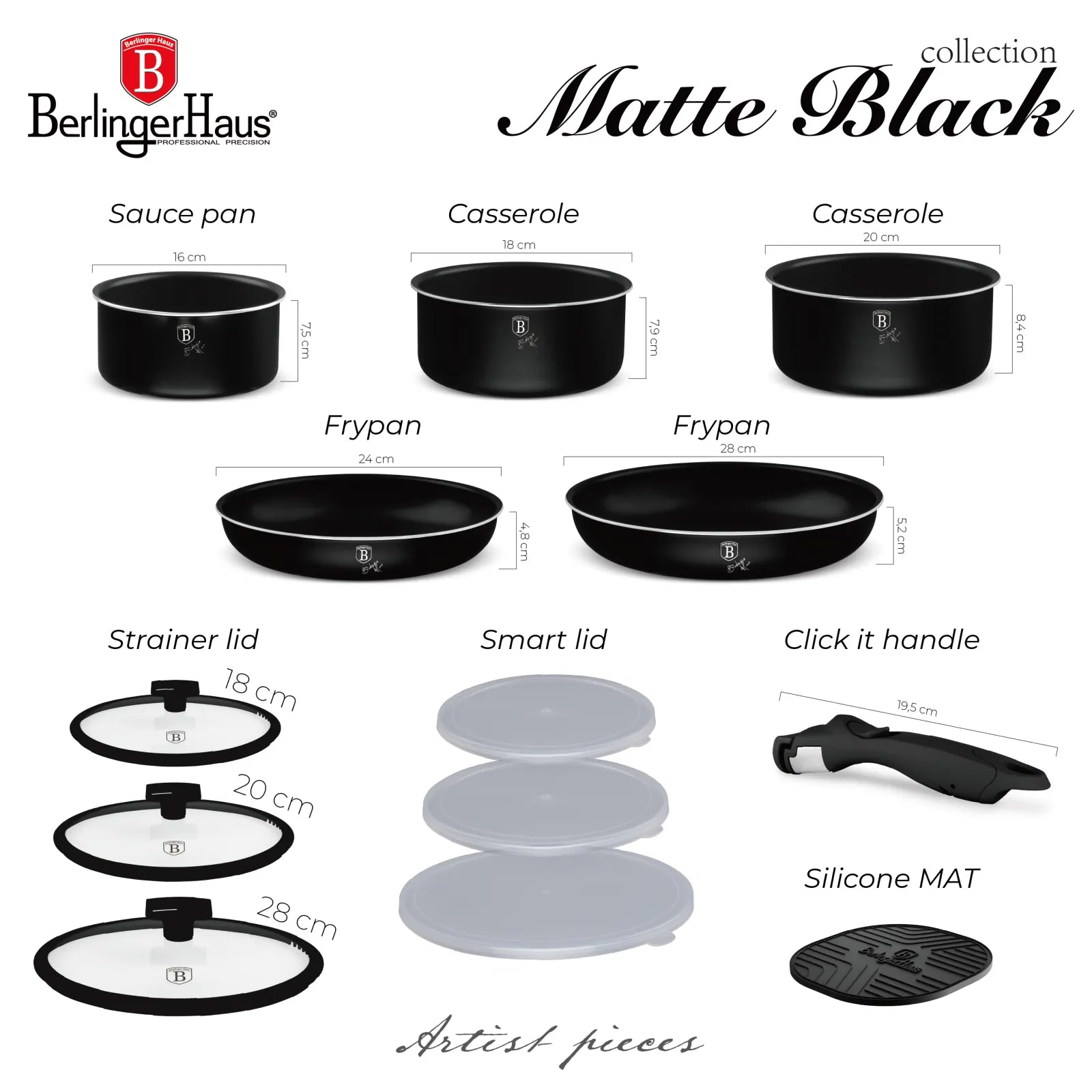 Berlinger Haus 10 részes indukciós edénykészlet levehető nyéllel – Black Rose