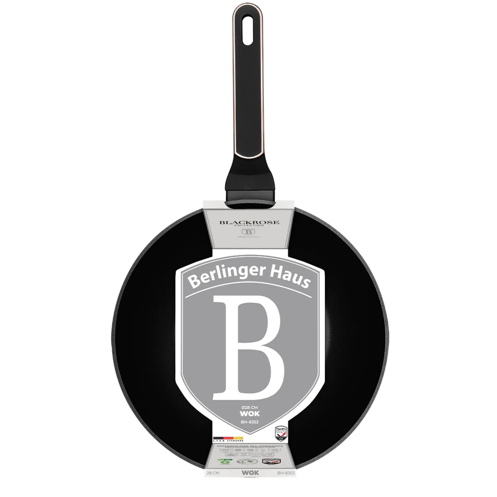 Berlinger Haus indukciós wok serpenyő 28 cm, 3,5 l – Black Rose Collection
