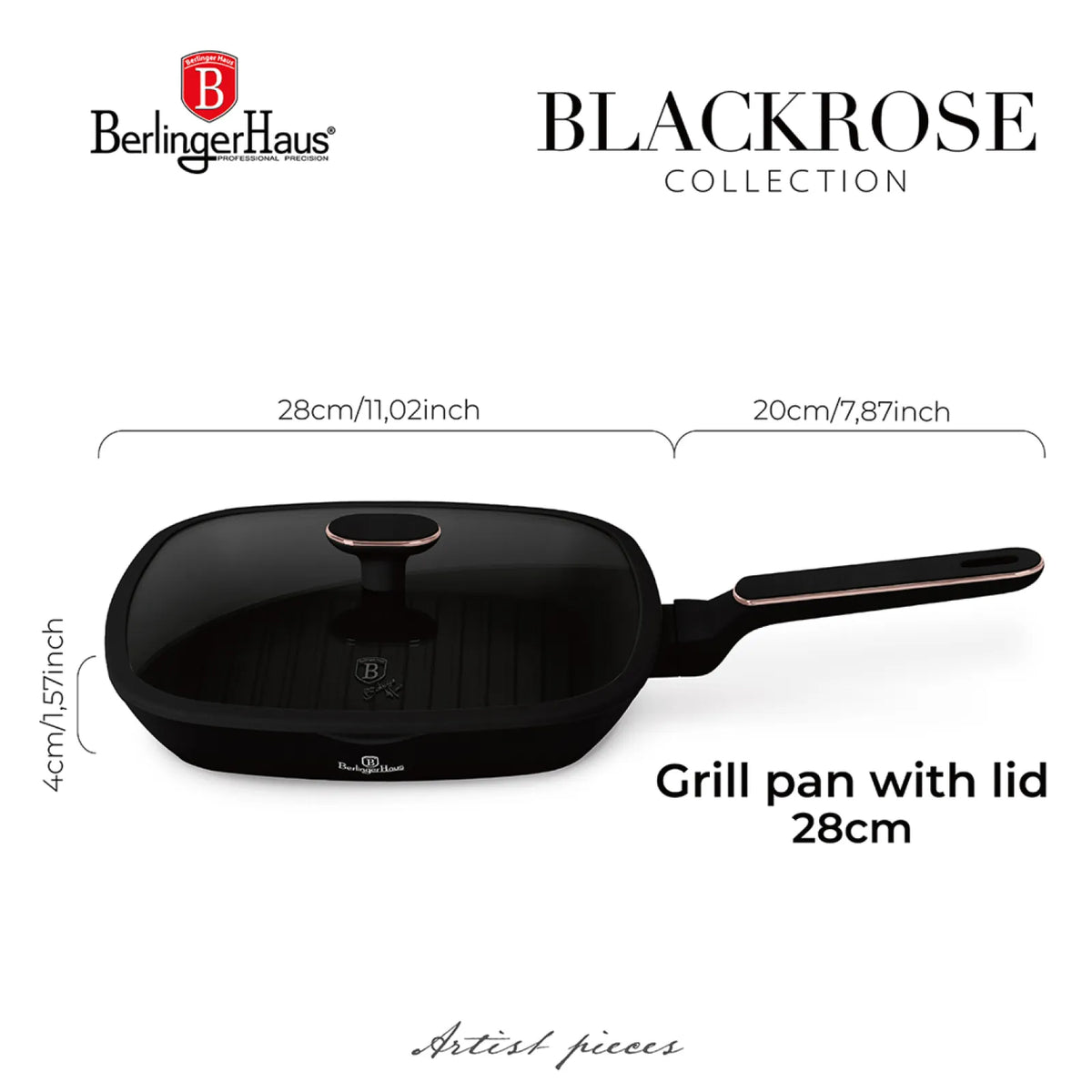 Berlinger Haus Grill serpenyő fedővel (28 cm) – 9. kép