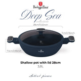 Berlinger Haus tapadásmentes indukciós alacsony lábas fedővel 3,8 L Deep Sea