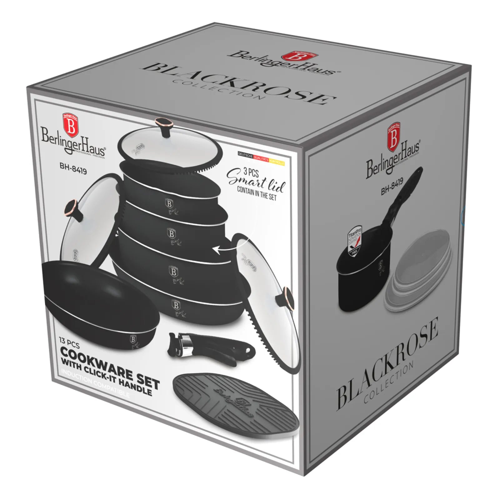 Berlinger Haus 13 részes indukciós edénykészlet levehető nyéllel – Black Rose