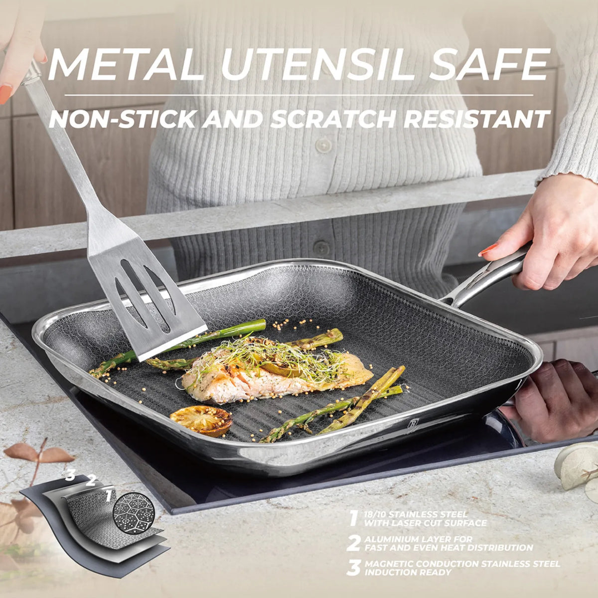 Berlinger Haus Eternal Grill serpenyő fedővel (28 cm) – 8. kép